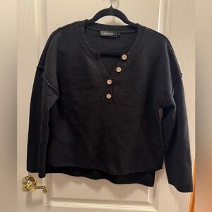 Black Henley Style Sweater